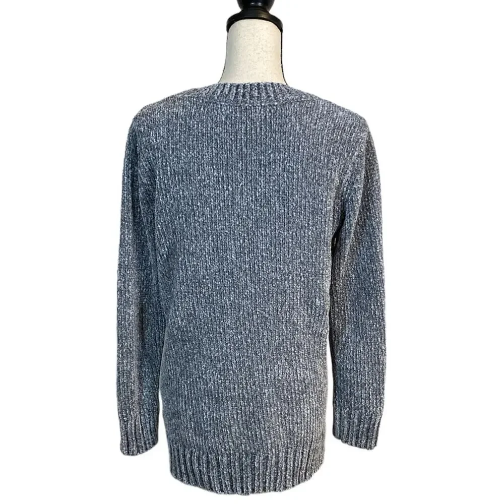 Orvis Gray Chenille Tunic V-Neck Sweater Size Small